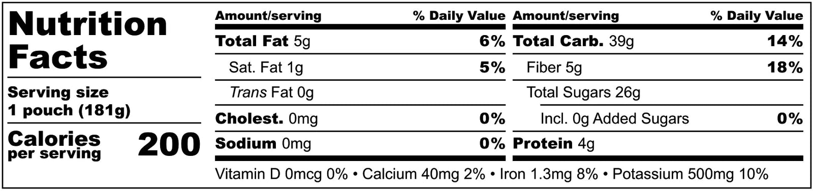 Frozen Garden Cherry Blossom Fruit Smoothie Nutrition Facts