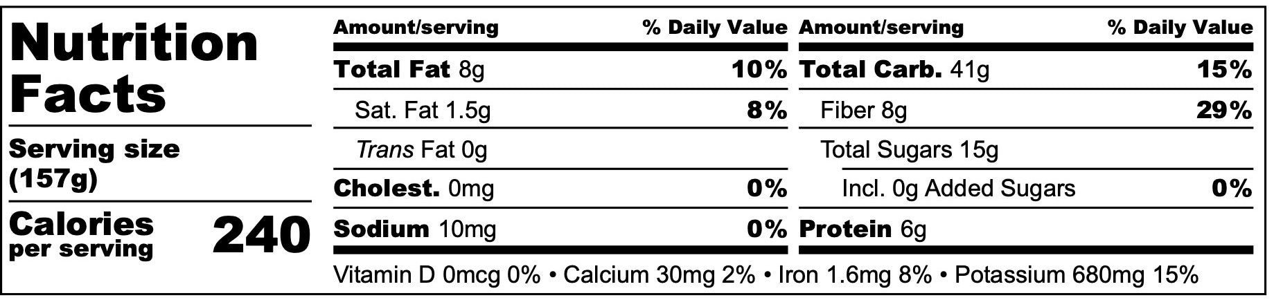 Frozen Garden Chocolate Peanut Butter Delite Nutrition Facts