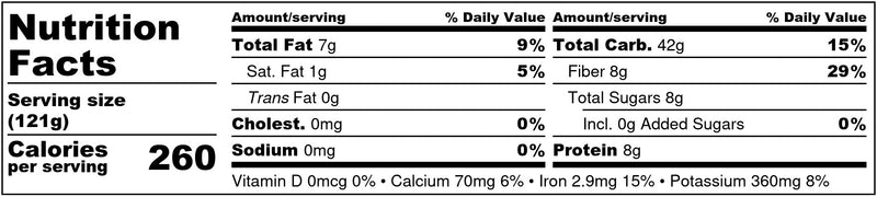 Frozen Garden Blueberry Hemp Overnight Oats Nutrition Facts