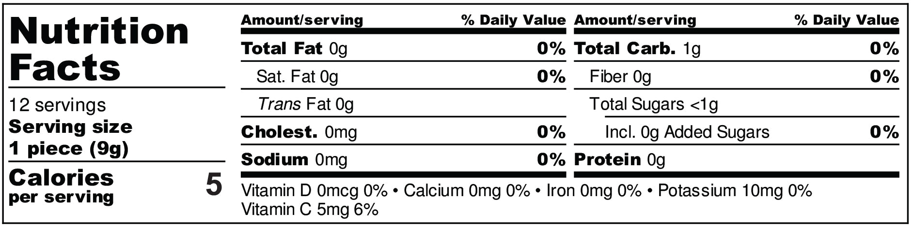 Frozen Garden Orange-Pineapple-Rosemary Fusion Nutrition Facts