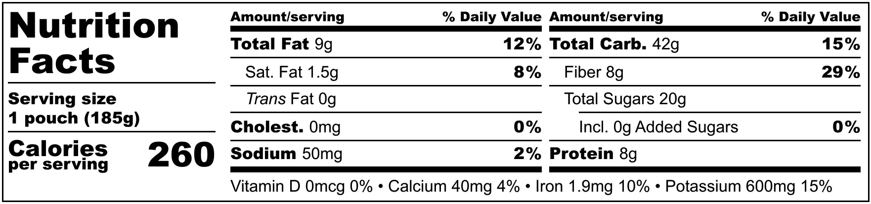 Frozen Garden PB&J Smoothie Nutrition Facts