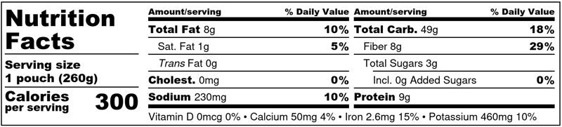 Frozen Garden Fiesta Garden Bowl Nutrition Facts