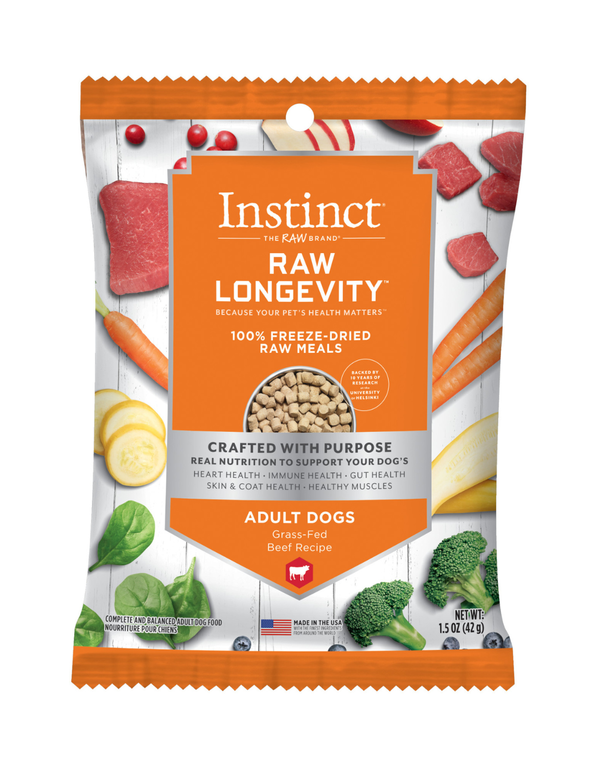 Instinct Raw Longevity Grass-Fed Beef & Wild-Caught Cod 100% Freeze-Dried  Dog Food, 9.5-oz