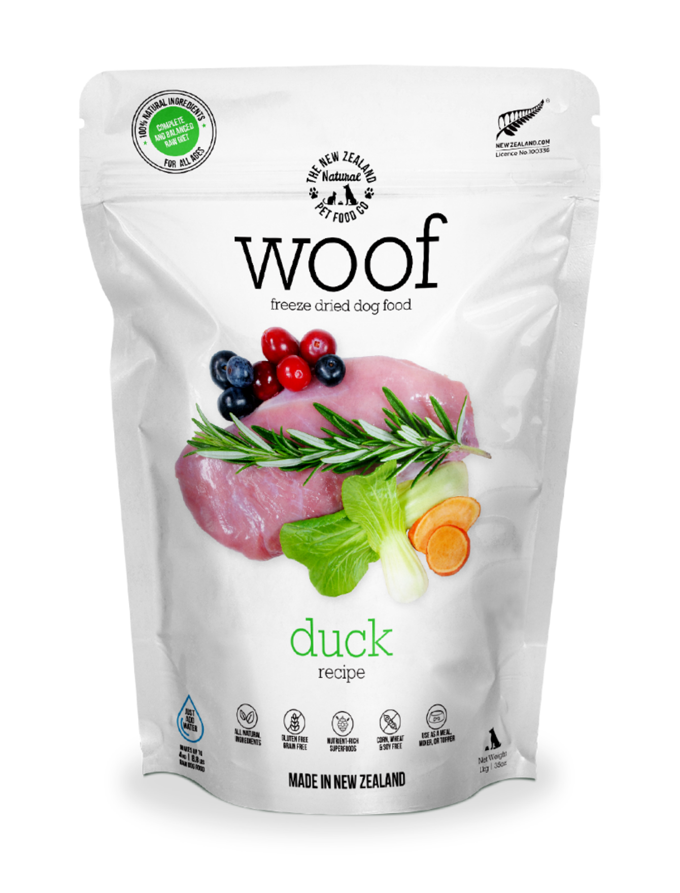 WOOF Freeze Dried Raw Duck Dog Dry Food (2 Sizes) PerroMart SG