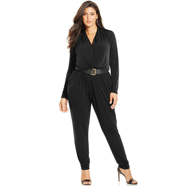 MICHAEL Michael Kors Belted Wrap Plus Size Jumpsuit – Your Glam Style