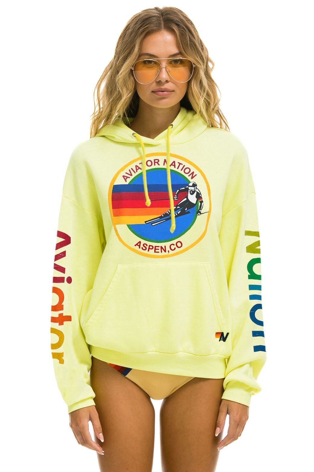 AVIATOR NATION RELAXED PULLOVER HOODIE - NEON PINK