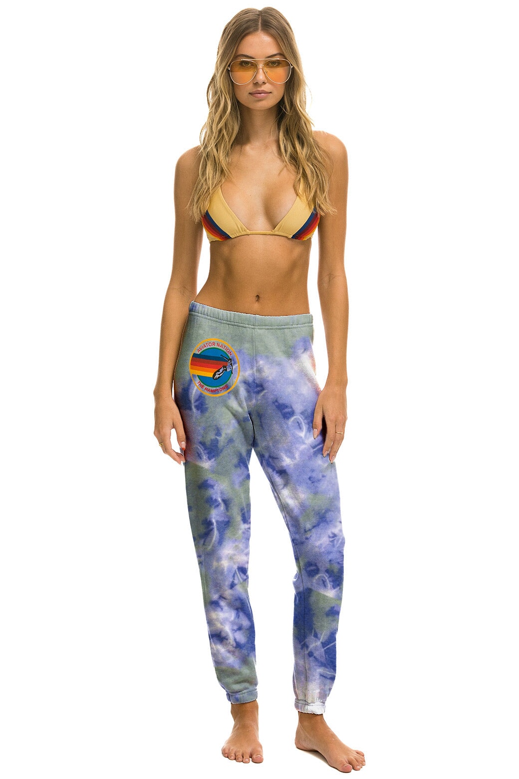 HAND DYED CROPPED HI-RISE LEGGINGS - TIE DYE MULTI - Aviator Nation