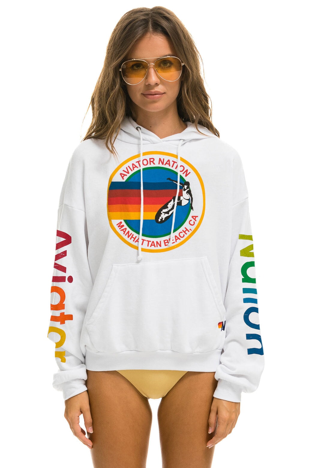 AVIATOR NATION RELAXED PULLOVER HOODIE - NEON PINK