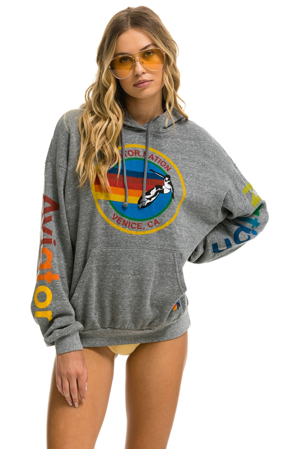 AVIATOR NATION RELAXED PULLOVER HOODIE - NEON PINK