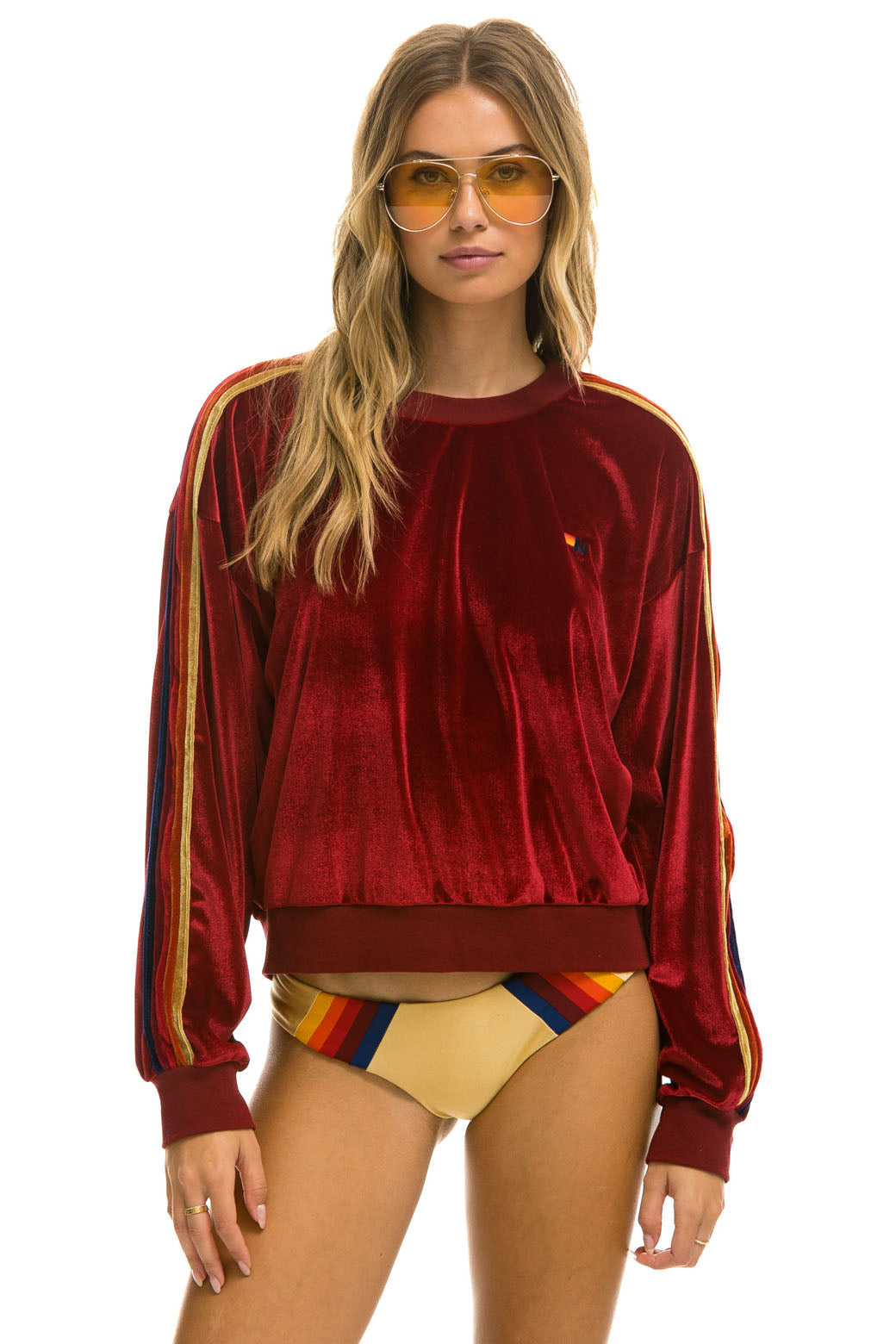 Image of CLASSIC VELVET RELAXED SWEATSHIRT - RED