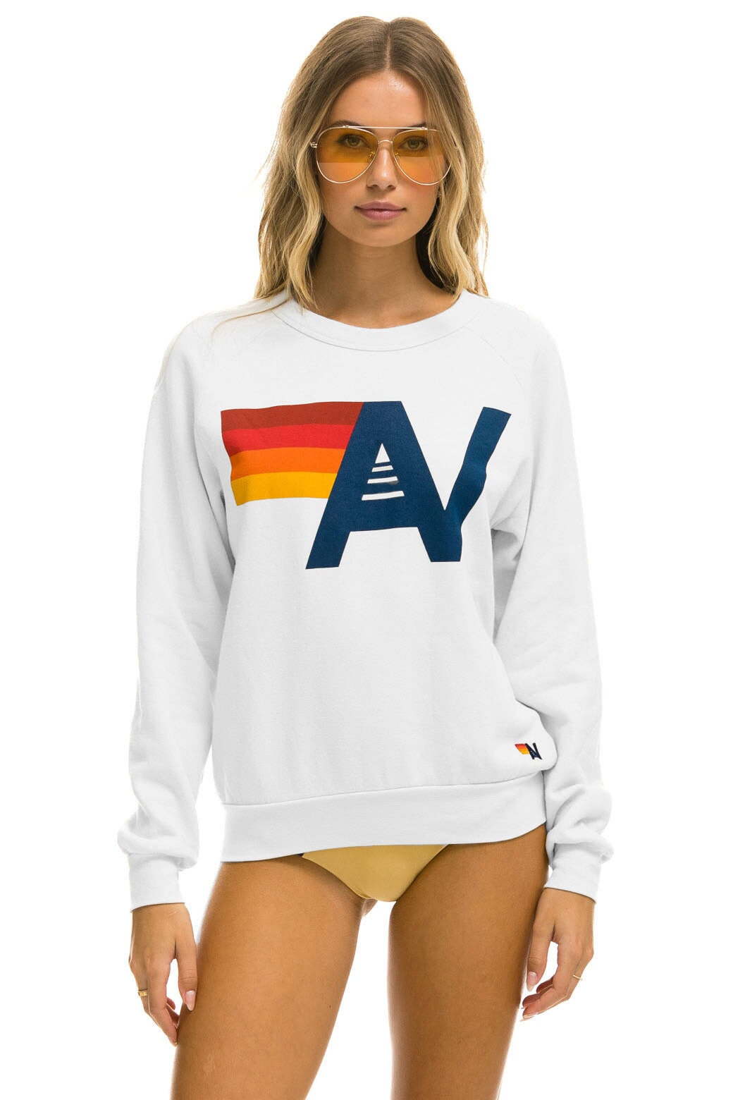 Image of LOGO LIGHT WEIGHT CREW SWEATSHIRT - WHITE