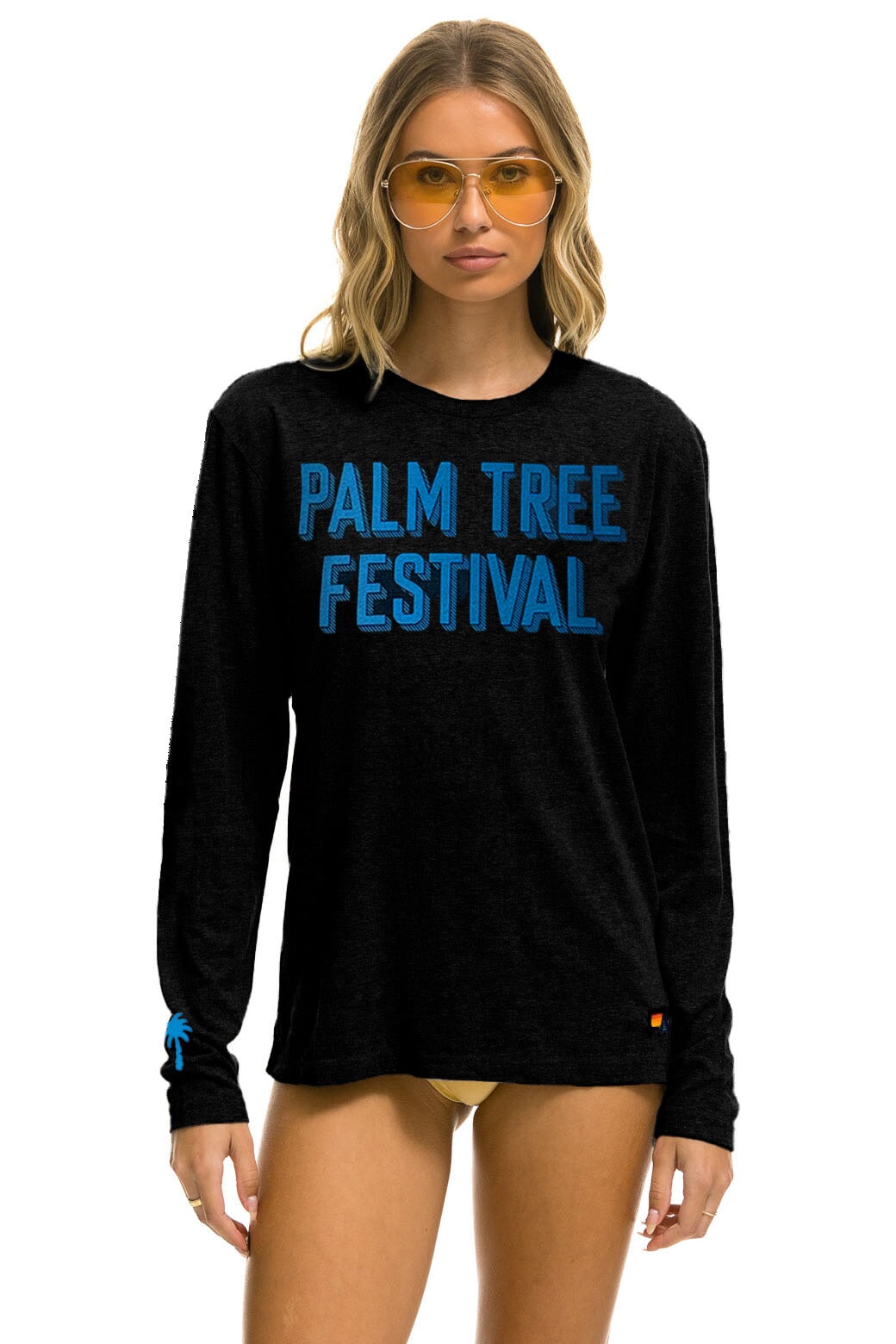 PALM TREE FESTIVAL ASPEN 2023 LONG SLEEVE TEE - BLACK - Aviator Nation