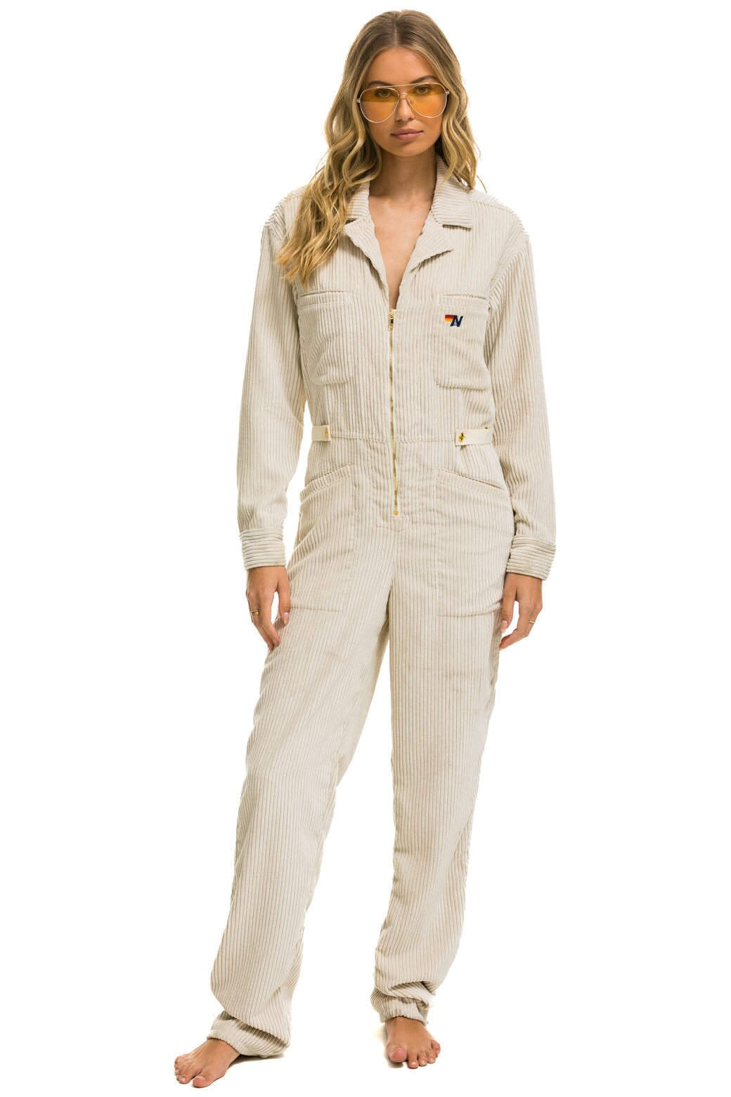 Image of UNISEX CORDUROY FLIGHT SUIT - VINTAGE WHITE