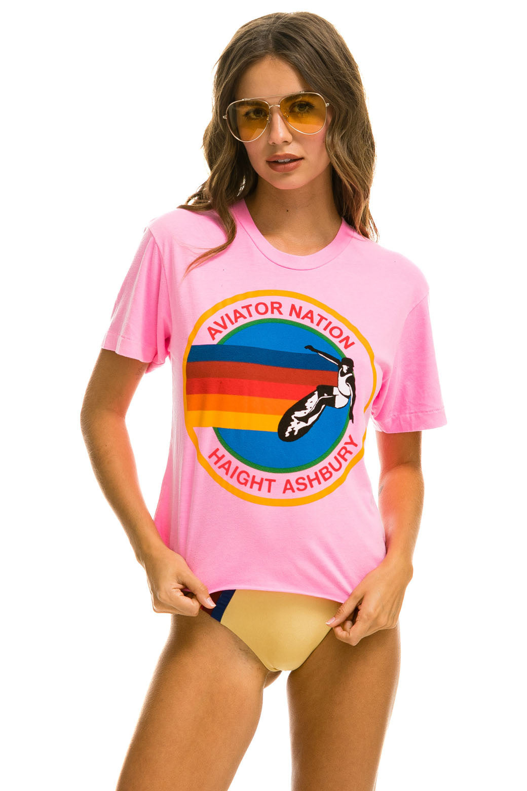 SIGNATURE HAIGHT ASHBURY BOYFRIEND TEE NEON PINK Aviator Nation