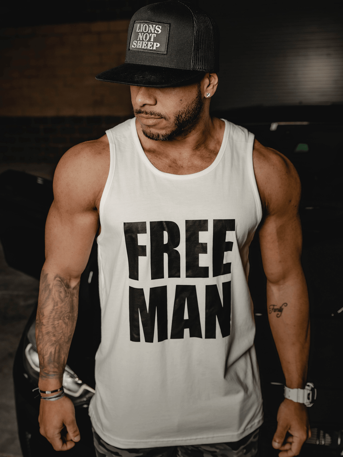 FREE MAN Mens Tank | Lions Not Sheep