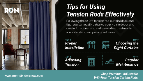 an infographic on tips for using tension rods effectively