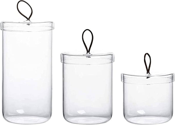 Clear Glass Apothecary Jars - Set of 3 - Organize and Store