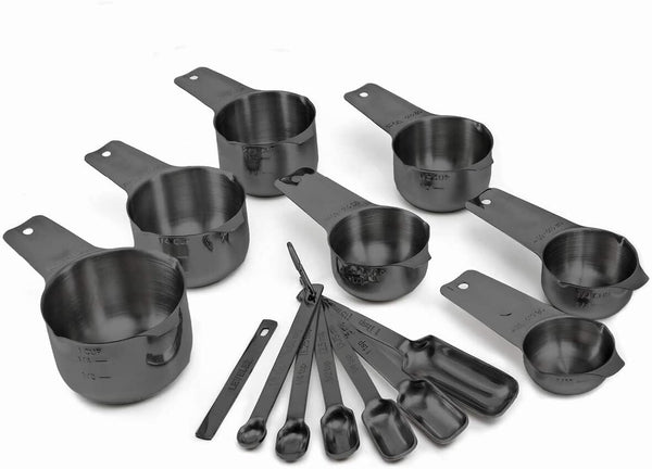 2 Lb Depot Black Measuring Spoons Set of 7 - Bonus Leveler, Rust