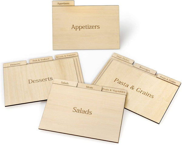 Prosumers Choice Blank Customizable Real Wood Recipe Cards | Versatile Dividers for Easy