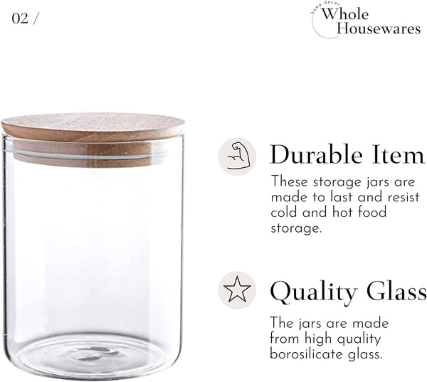 Whole Housewares Set of 3 Glass Canisters with Bronze Stainless Steel Cover and Lids,28/38/50 Ounce