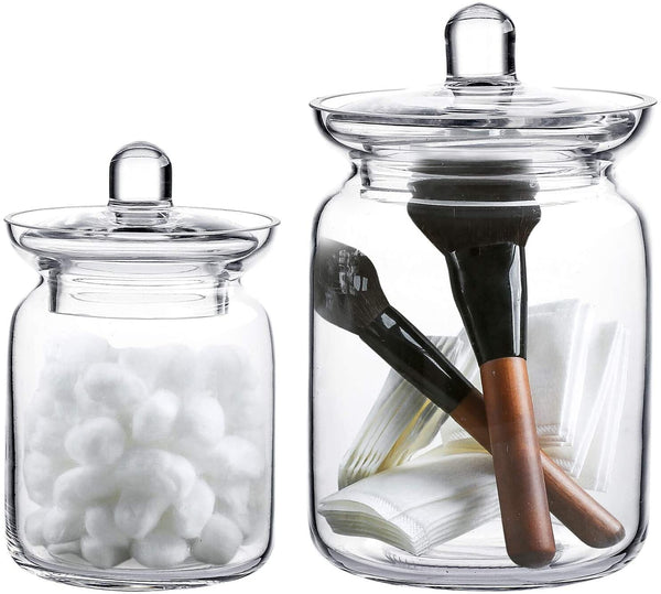 WHOLE HOUSEWARES Glass Apothecary Jars - Bathroom Storage Set –  RoomDividersNow