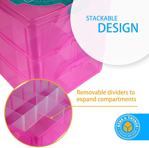 Bins & Things Stackable Storage Container with 30 Adjustable Compartments,  Clear, X-Large, 3-Tier, 30 Comprt - Harris Teeter