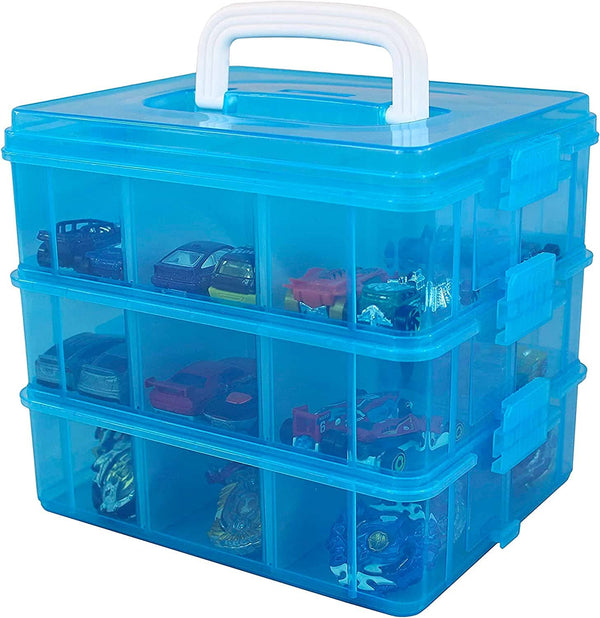 Buy Bins & Things Toy Organizer and Storage with adjustable Compartments  and removable tray - Display Case Compatible with Hot Wheels Cars, lol  Surprise dolls, Matchbox cars carrying case organizer - pink