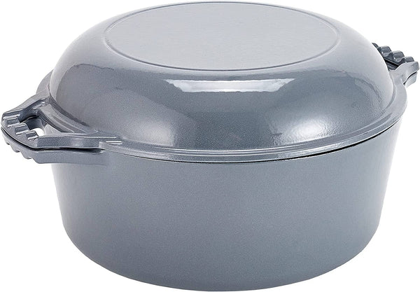 Bruntmor , 3 Legged Pre-Seasoned Cast Iron Camping Flange Lid Deep Dutch Oven, 8.5 Quart w/ Metal Handle