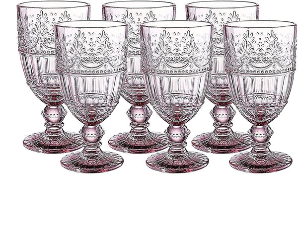 Vintage Style Colored Glass Water Goblet Set of 4 Multi Colors