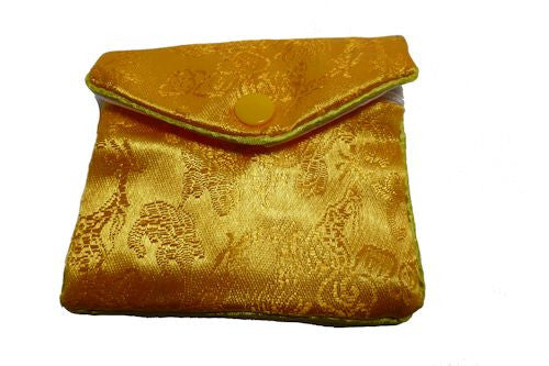 Chinese Purse -  yellow swirl and flower medium