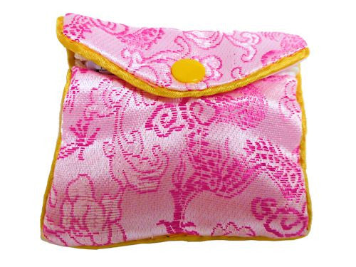 Chinese Purse -  pink swirl and flower medium