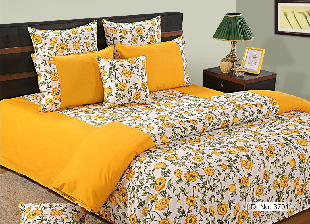 Shalinindia Bedroom Decoration Bedding Set Of Yellow White Duvet Cover
