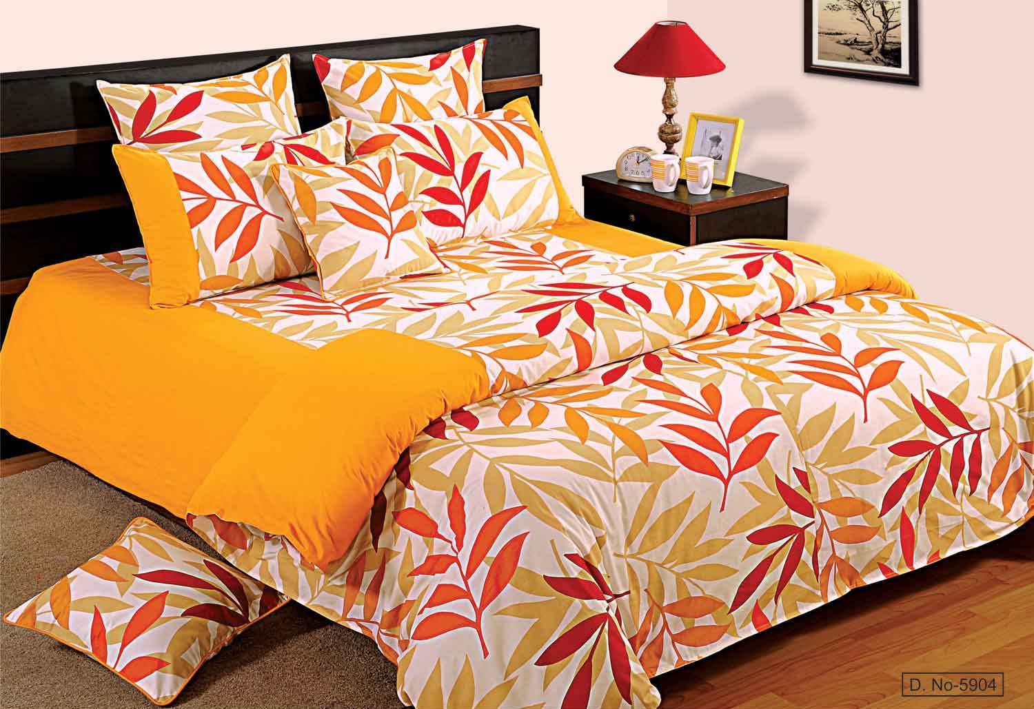 Shalinindia Bedroom Decoration Bedding Set Of Yellow Red Duvet Cover P