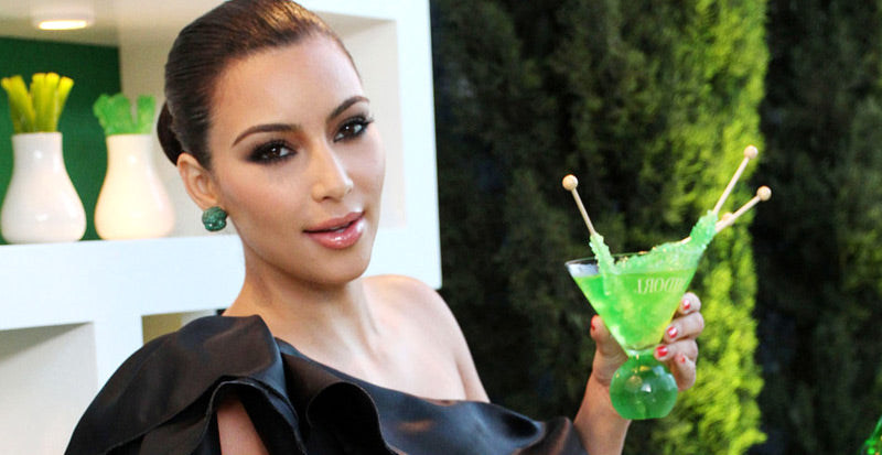 Kim Kardashian Green Earrings Black Dress