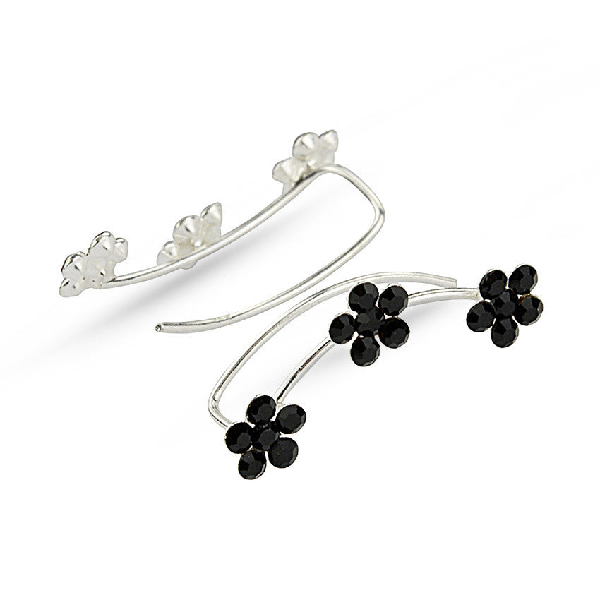 Flower Sterling Silver Ear Climbers 