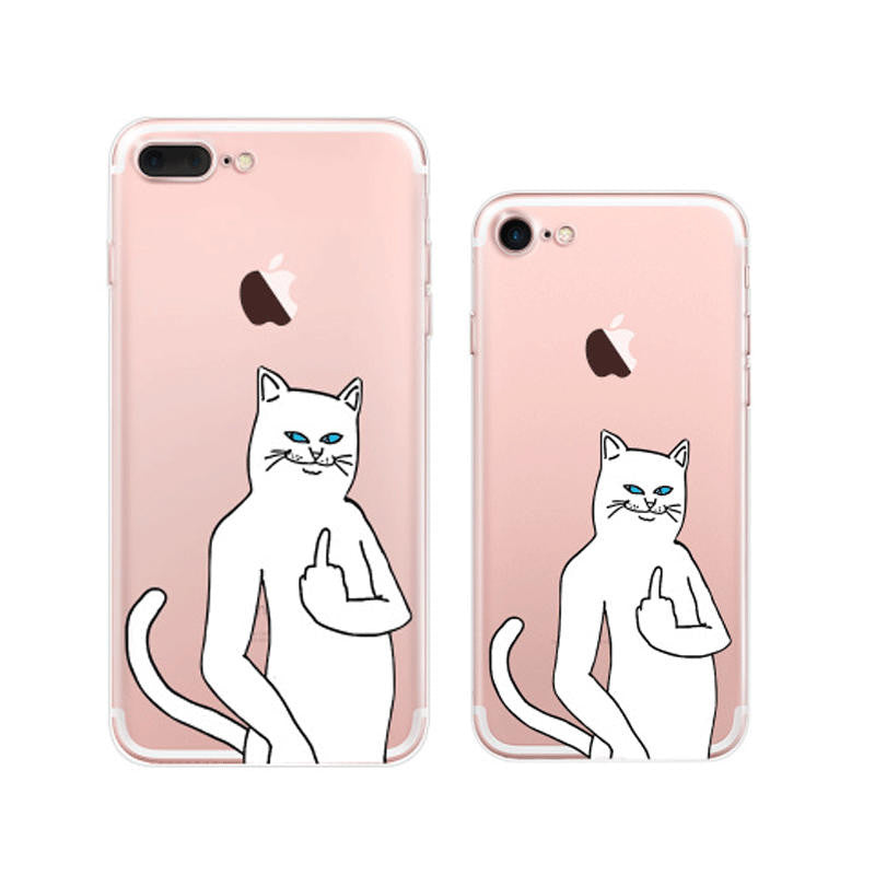 Cool Ripndip Cat Middle Finger Cat Iphone 7 Plus Soft Clear Cases Mavasoap