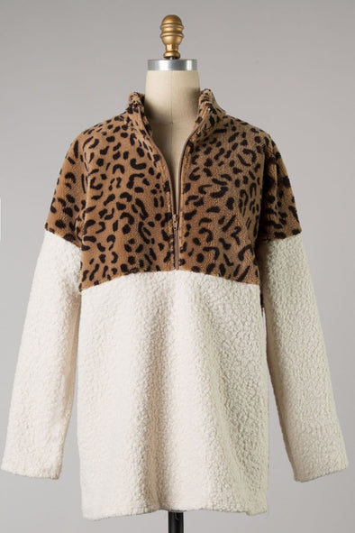 cheetah sherpa pullover