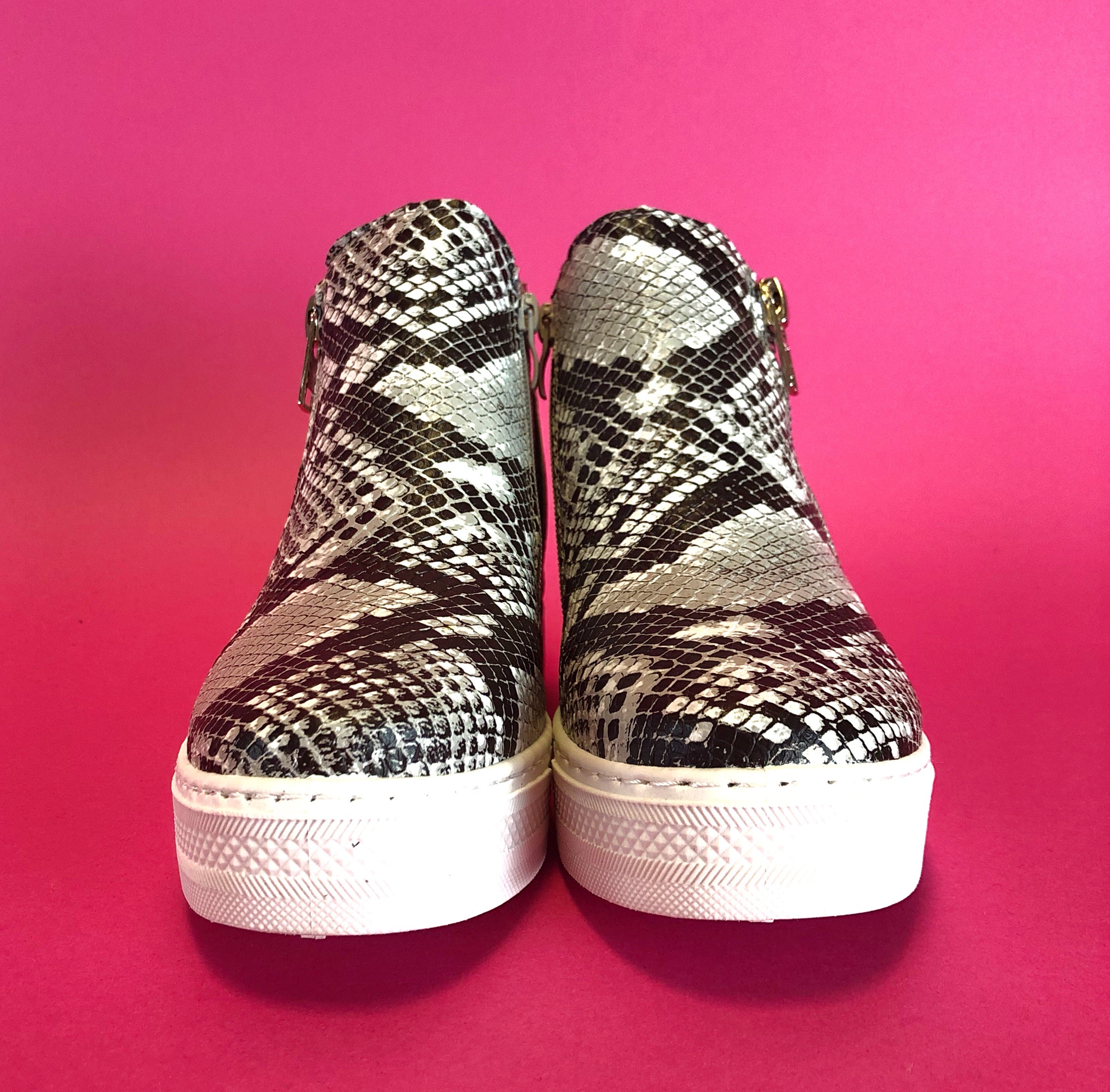 snakeskin sneaker wedges