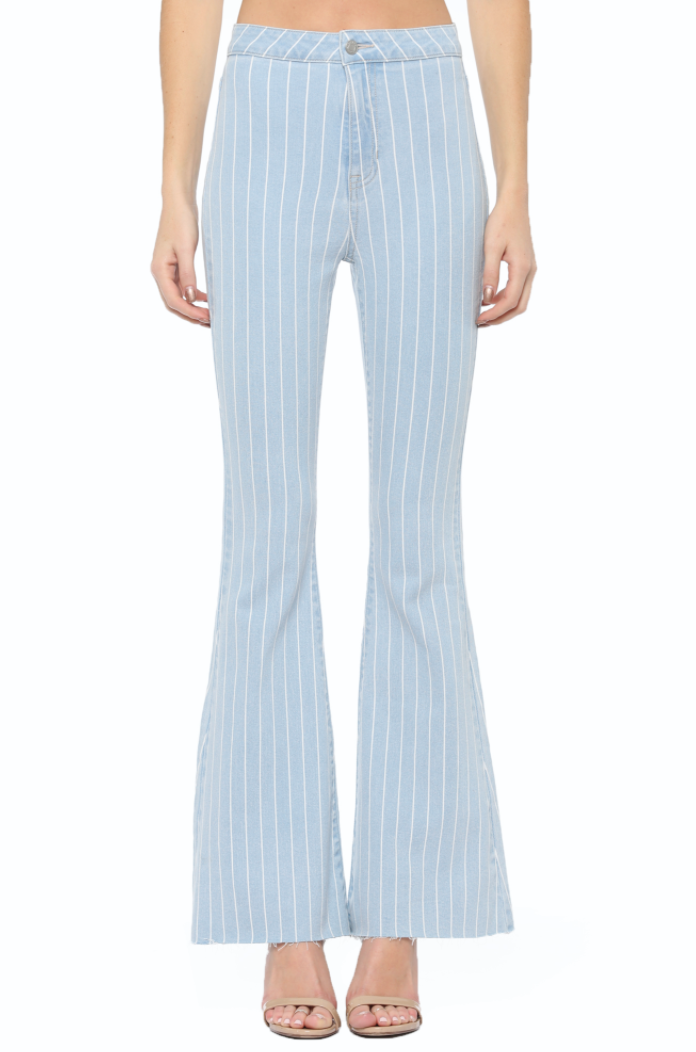 denim super striped flare jeans