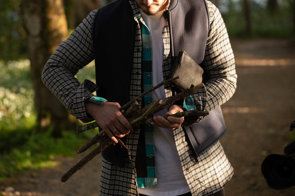 Gathering wood in the forest