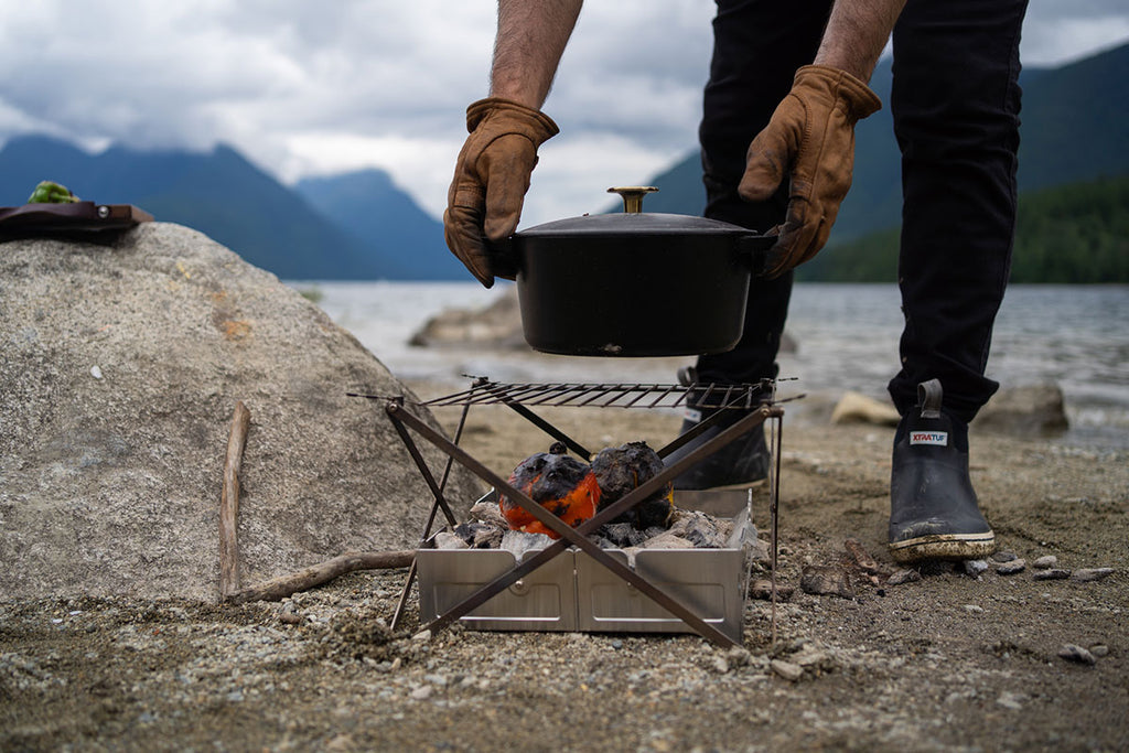 Cast-Iron Dutch Oven on Campfire Grill