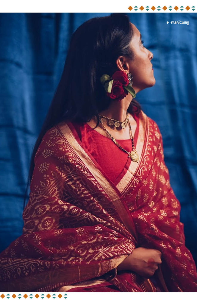 Red Saree Look