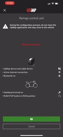 UpMap Connection Checklist Screen