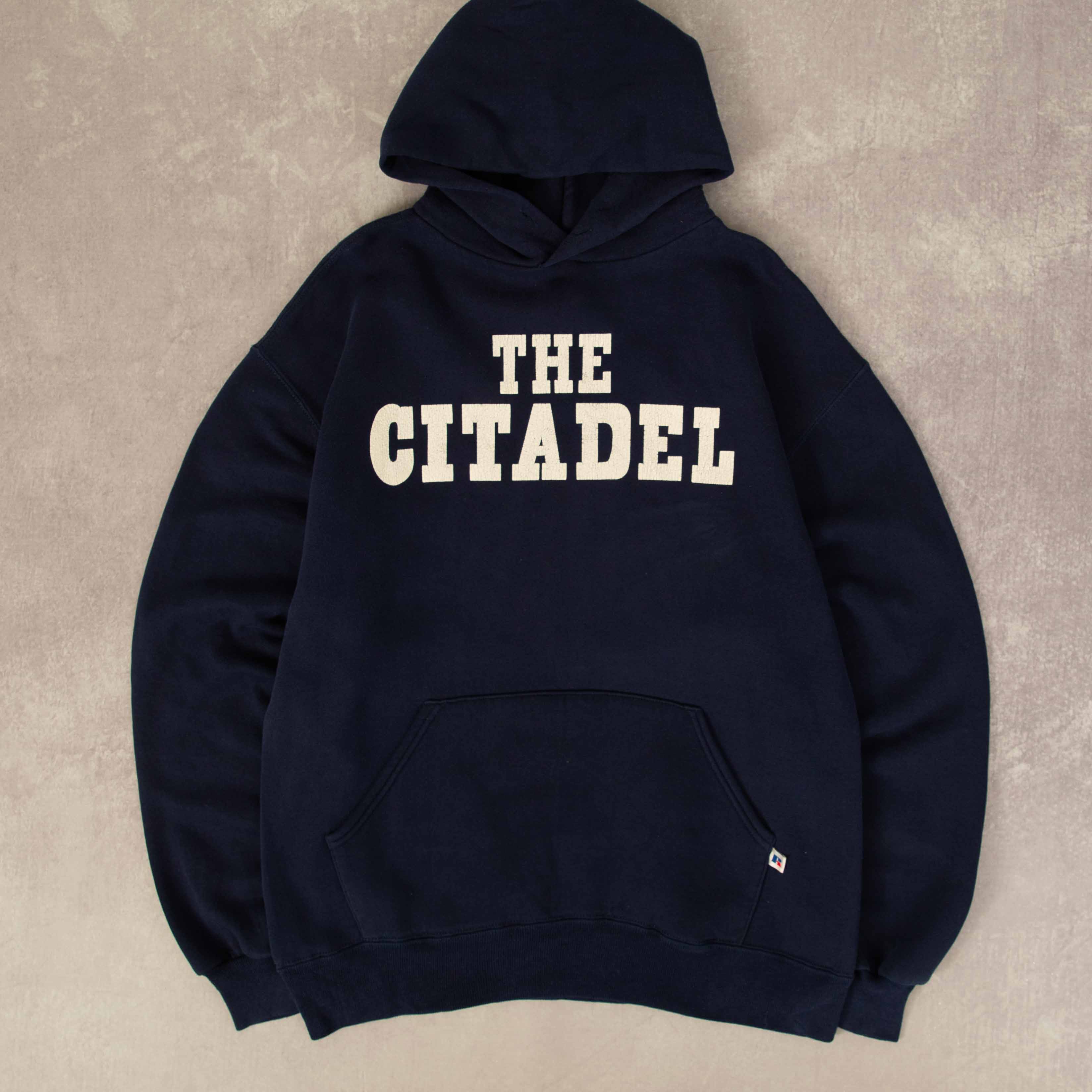image of MEN'S VINTAGE 1990S RUSSELL ATHLETIC THE CITADEL HOODED SWEATSHIRT - LARGE