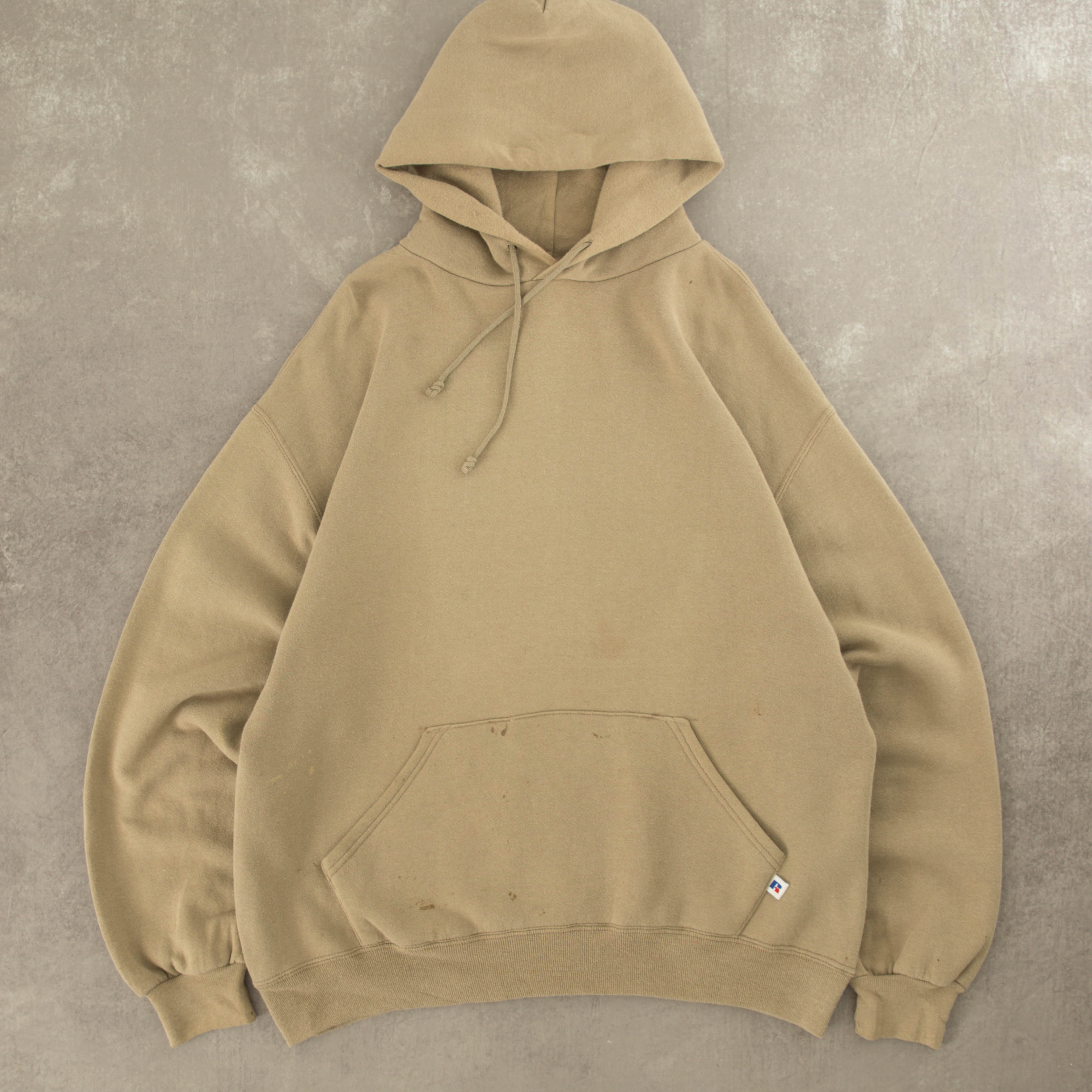 image of MEN'S VINTAGE 1990S RUSSELL ATHLETIC EARTH TONE HOODED SWEATSHIRT - LARGE