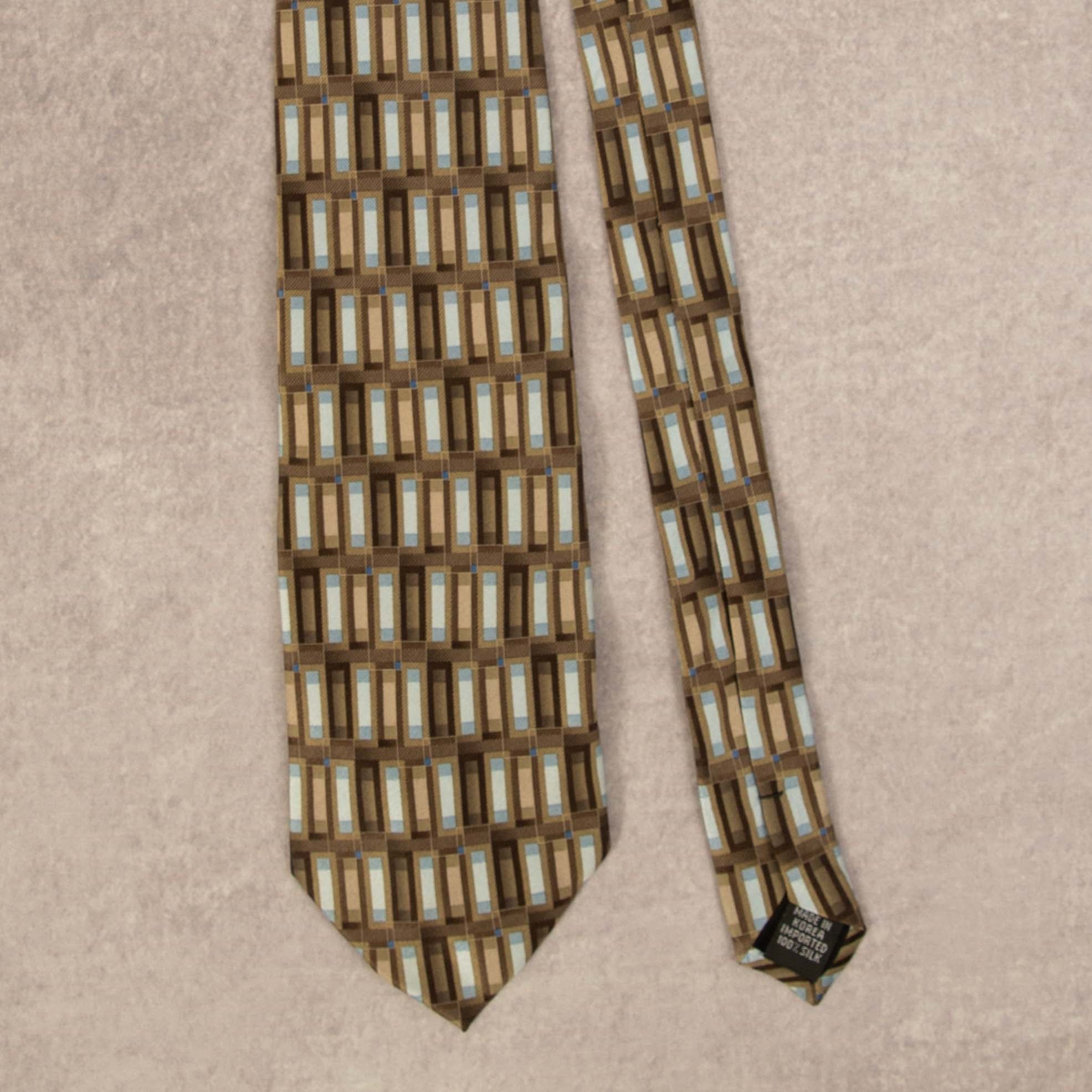 image of VINTAGE 1990S GEOMETRIC PRINT SILK TIE