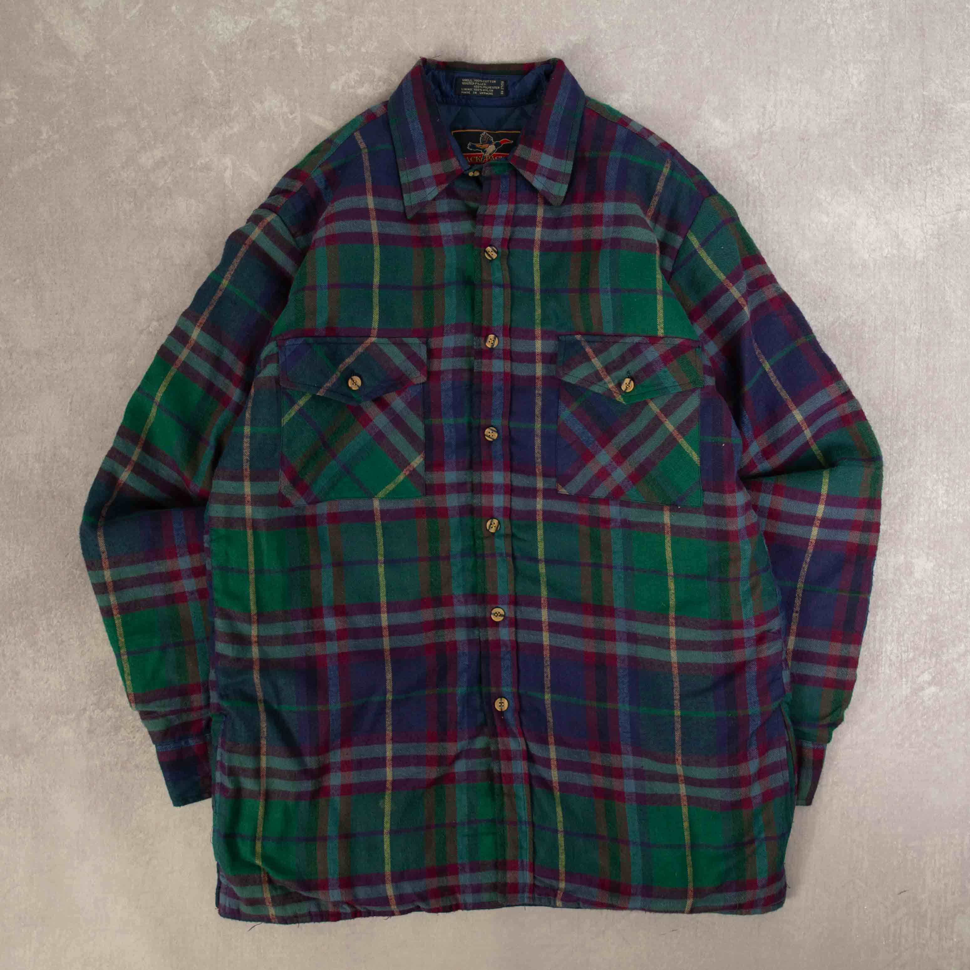 image of MEN'S VINTAGE CHECKED PADDED SHIRT JACKET - MEDIUM