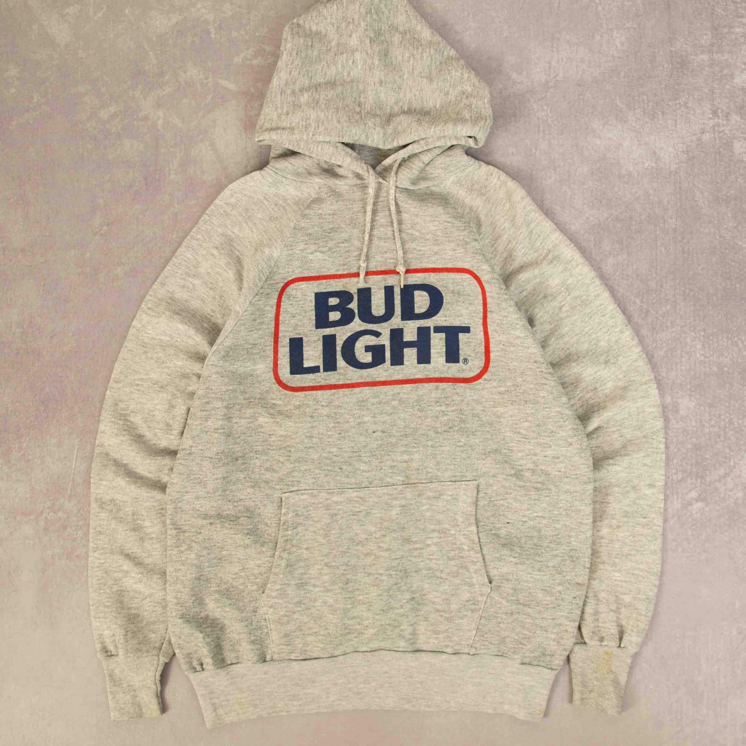 image of WOMEN'S VINTAGE 1980S BUD LIGHT RAGLAN HOODED SWEATSHIRT - X-LARGE