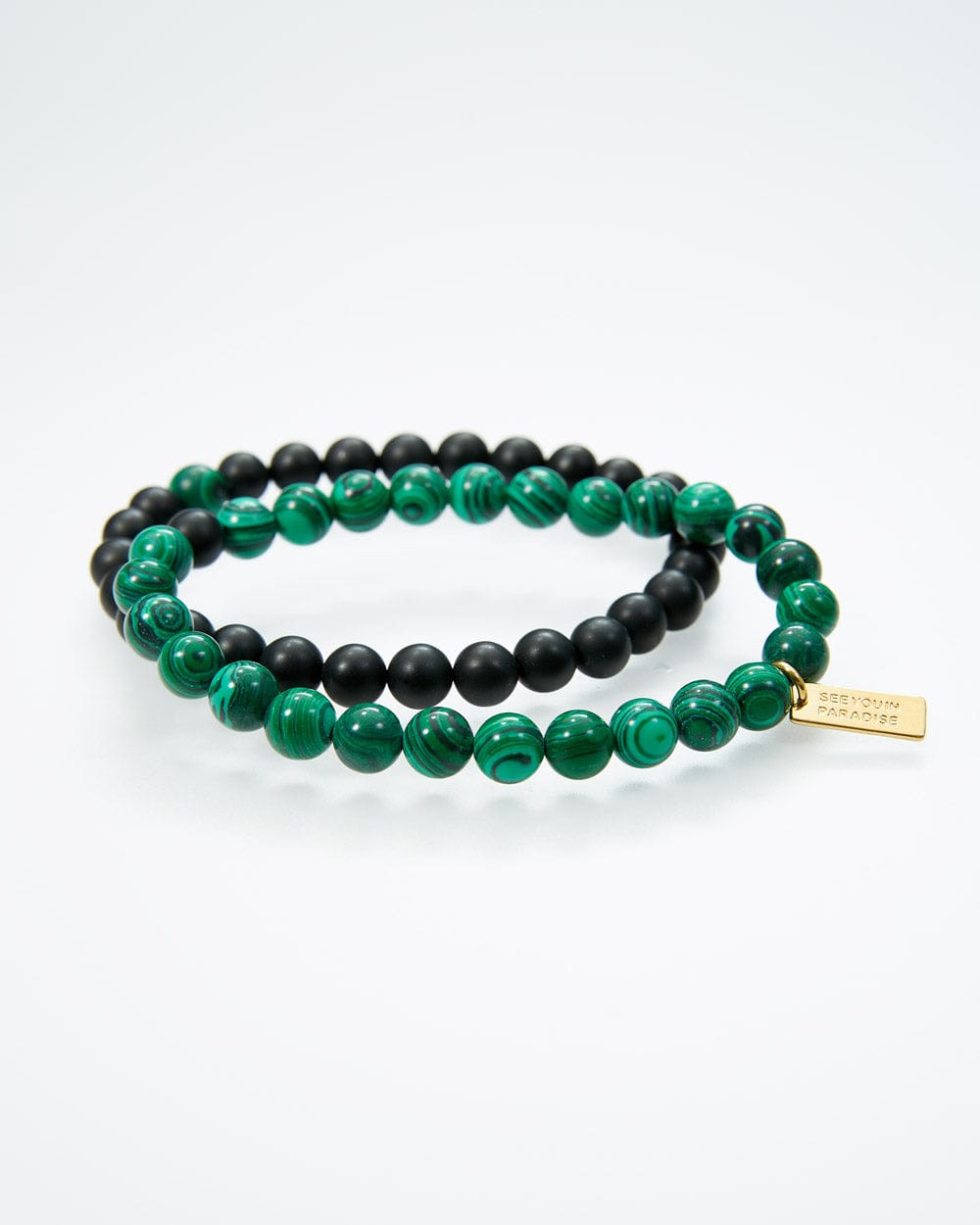 Image of Malachite & Volcanic Rock Beaded Bracelet Set