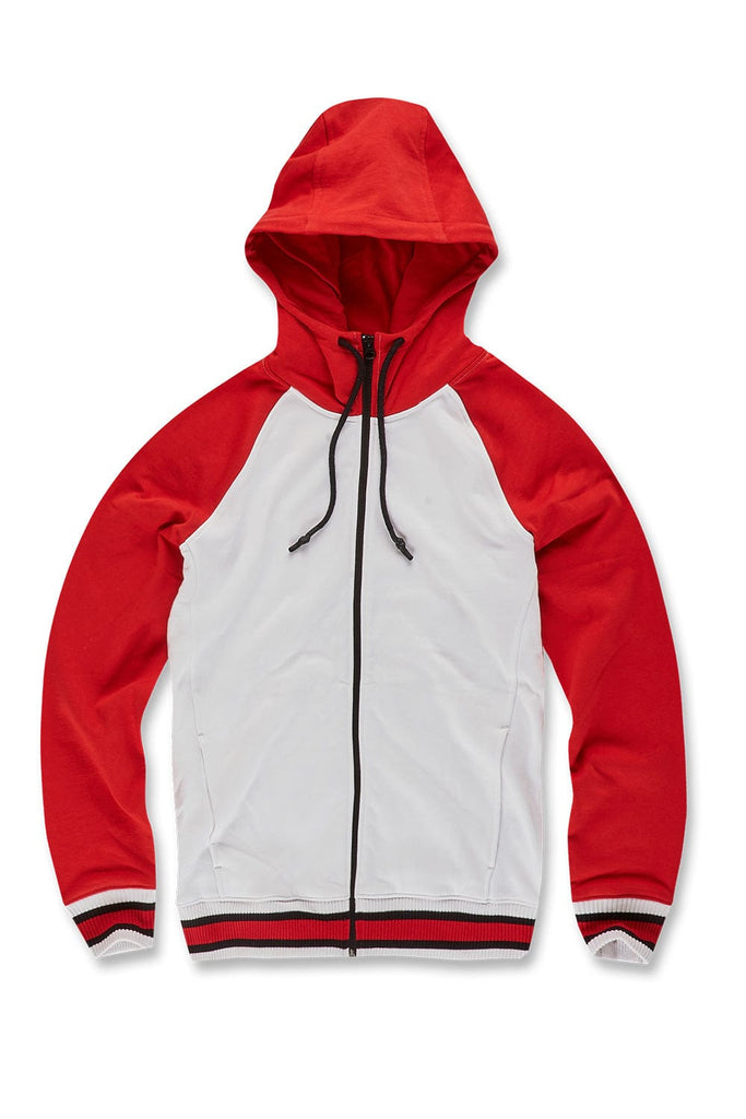 red jordan zip up hoodie